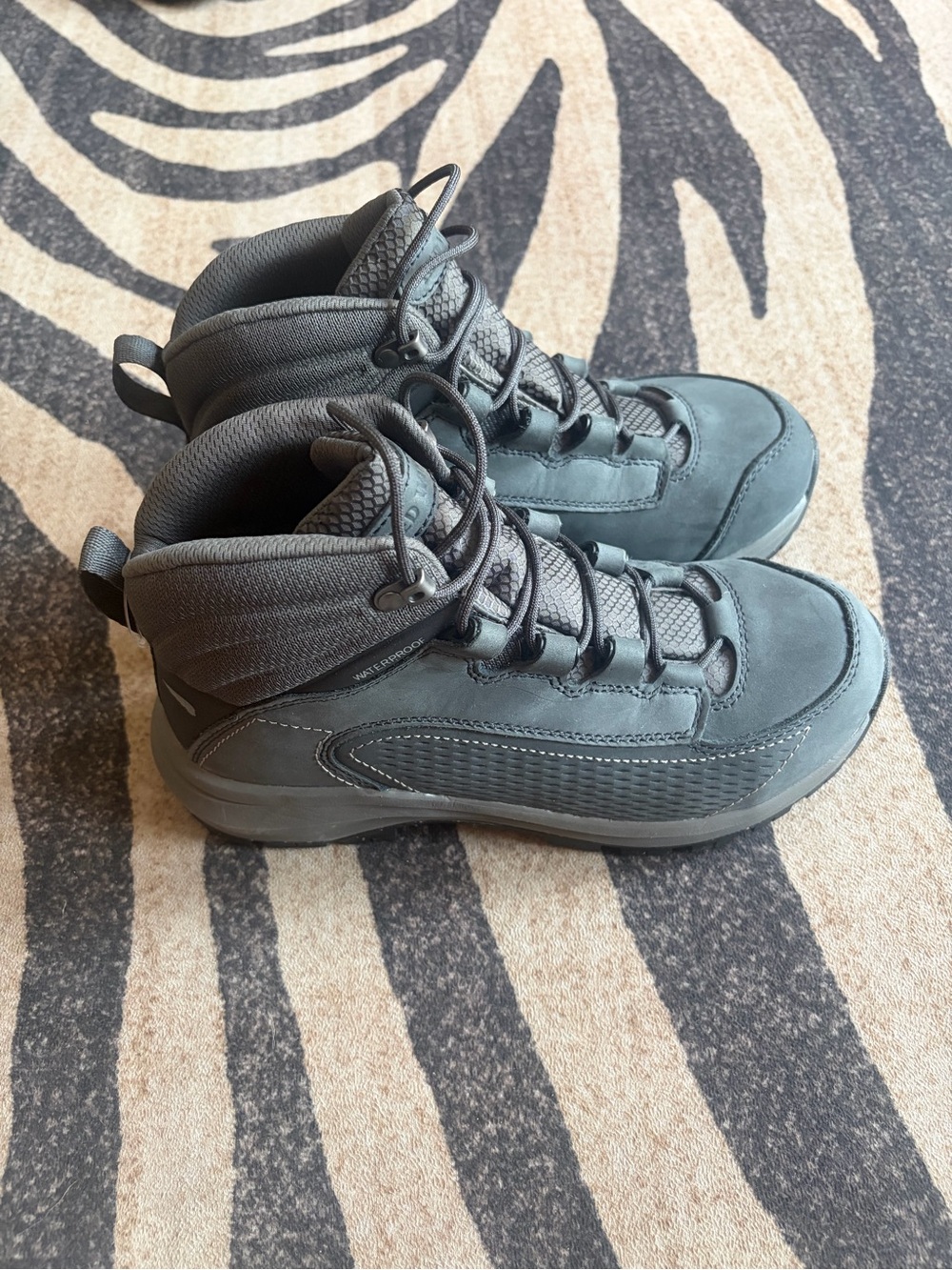 Women’s Gray Waterproof Lace-Up Hiking Boots